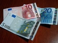 A pictures showing various Euro banknotes